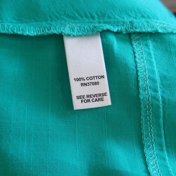 Turquoise LS button front blouse - Picture 8 of 8